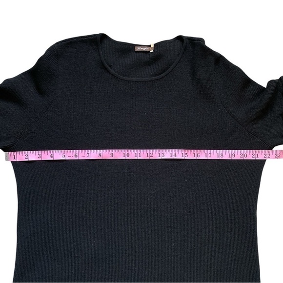 J. McLaughlin Italian Merino Wool Sweater Tiered Ruffle Sleeve Black Large - Picture 10 of 12
